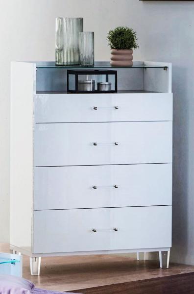 Product photograph of Cristal Grey Italian Marble 4 Drawer Tall Chest from Choice Furniture Superstore.